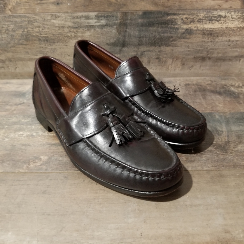 Allen Edmonds Stowe Burgundy Leather Tassel Loafer Shoes ● Size 8.5 D